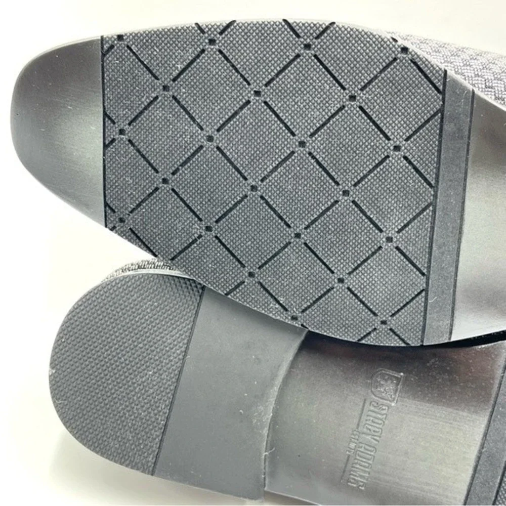 9.5W 9.5 W WIDE Stacy‎ Adams Saville Black Gray Silver Slip On Loafers Shoes